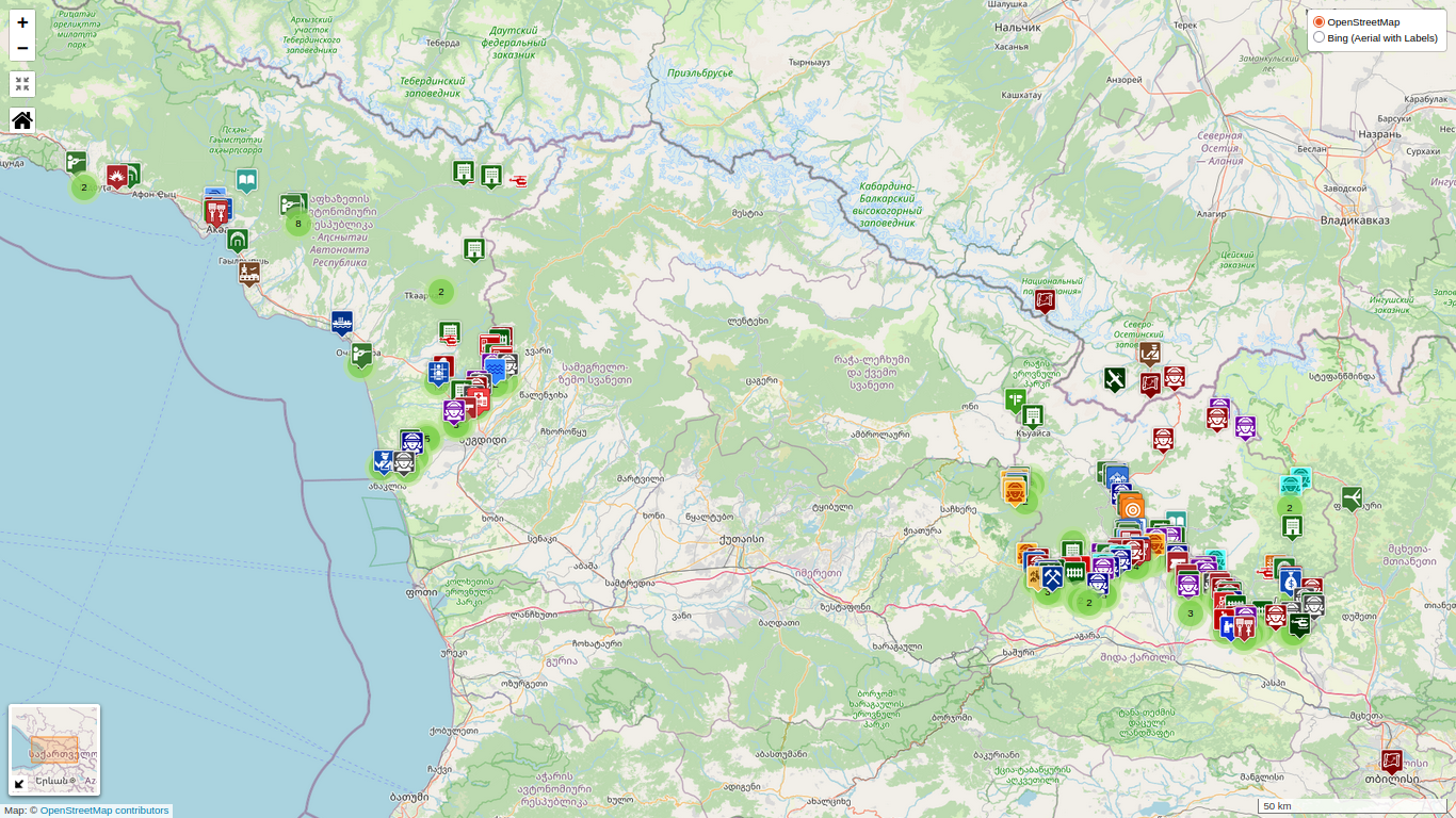 Les activités militaires russes autour de la Géorgie. Source https://occupied.eastwatch.eu/