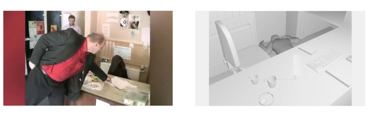 Reconstruction de Forensic Architecture du moment où Andreas Temme, fonctionnaire du Verfassungsschutz, laisserait quelques euros sur le comptoir, derrière lequel se trouvait le corps abattu de Halit Yozgat